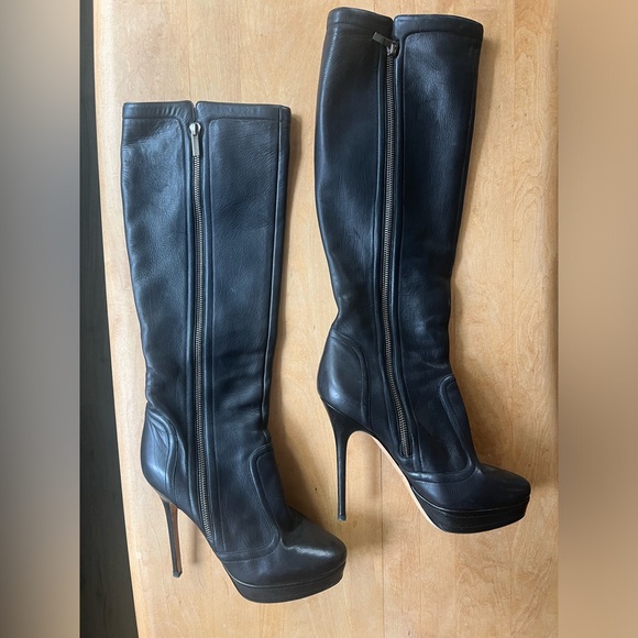 Jimmy Choo black double sided zipper leather boots with stiletto heels - Picture 4 of 12